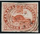 SG22. 1857 3d Red. 'Ribbed Paper'. Brilliant fine used...