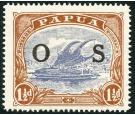 SG O57a. 1931 1 1/2d Bright blue and bright brown. "POSTACE" at 