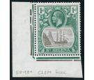 SG98c. 1922 1d Grey and green. 'Cleft Rock'. Superb corner sheet