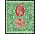 SG146. 1927 10/- Red and green/green. Very fine fresh mint...