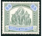 SG50. 1908 $5 Green and blue. Choice superb fresh mint...