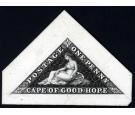 1853. 1d Master Die Proof in black on India Paper, Mounted on Ca