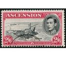 SG45cb. 1944 2/6 Black and deep carmine. 'Cut mast and railings'