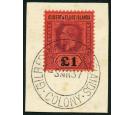 SG24. 1924 £1 Purple and black/red. Brilliant fine used on piec