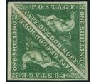 SG8b. 1859 1/- Deep dark green. Superb mint pair...