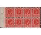 SG99a. 1947 1d Scarlet 'DI' flaw. In U/M mint marginal block...