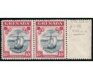 SG163c. 1943 10/- Slate-blue and bright carmine (narrow). U/M mi