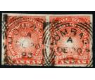 SG6a. 1890 2a Vermilion 'Imperforate Pair'. Choice superb fine u