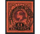 SG171. 1908 £1 Purple and black/red. Superb well centred used..