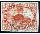 SG22. 1857 3d Red 'Ribbed Paper'. Very fine used with excellent.