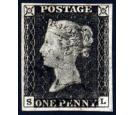 1840. 1d Intense black. Plate 1a. Lettered S-L (shifted transfer