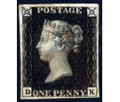 1840. 1d Intense black. Plate 5. Lettered D-K. Superb fine used 