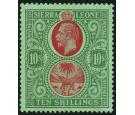 SG146. 1927 10/- Red and green/green. Superb fresh well centred 