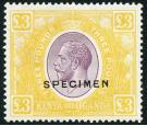 SG97s. 1925 £3 Purple and yellow. 'SPECIMEN'. Brilliant fresh..