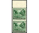 SG134a. 1934 1/2pi Green. 'Imperforate Between, Vertical Pair'. 