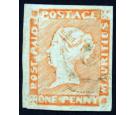 SG16. 1857 1d Red/greyish. Superb fine used with excellent colou