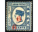 SG12. 1880 6c on 16c Blue. Choice superb mint with excellent col