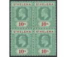 SG70. 1908 10/- Green and red/green. Choice brilliant mint block