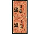 SG34/35. 1881 2 1/2 on 1d Dull red. Superb fresh mint pair...