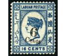 SG37. 1892 6c on 16c Blue Suberb fresh well centred mint...