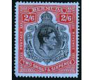 SG117ad. 1942 2/6 Black and red/grey-blue 'Broken top right scro
