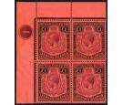 SG80. 1928 £1 Purple and black/red. Brilliant U/M corner block 