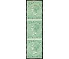 SG11a. 1893 1/- Green. 'Imperforate Between (Vertical Strip of 3