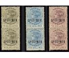 SG27s-29s. 1886 Set of 3 'SPECIMEN'. Brilliant U/M mint pairs...