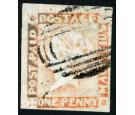 SG16. 1857 1d Red/greyish. Worn Impression. Superb used...
