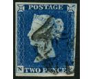 1840. 2d Deep full blue (intense shade). Plate 1, Lettered N-F. 