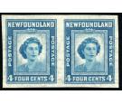 SG293a. 1947 4c Light blue. 'Imperforate Pair'. Brilliant U/M mi