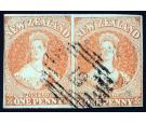 SG8. 1858 1d Dull orange. Choice superb fine used pair...