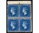 SG6. 1866 4d Deep blue. Very fine top sheet marginal mint block 