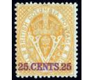 SG31. 1869 25c Yellow. Choice superb fresh mint...