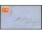 SG18. 1857 3d Red. Cover to Aylmer, bearing huge margined 3d Red