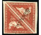 SG5. 1857 1d Brick-red/cream toned paper. Brilliant fine used pa