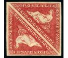 SG5b. 1858 1d Deep rose-red. Superb fresh mint pair...