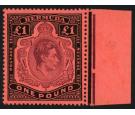 SG121b. 1943 £1 Pale purple and black/pale red. Brilliant U/M m