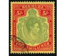 SG118df. 1943 5/- Pale bluish-green and carmine-red/pale yellow.