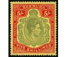 SG118c. 1942 5/- Bronze-green and carmine-red/pale yellow. Brill