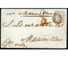SG24. 1859 1d Red-brown/grey. Wrapper to Marseilles...