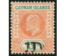 SG19. 1907 1d on 5/- Salmon and green. Very fine used...