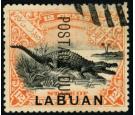 SG D7a. 1901 12c Black and vermilion 'Overprint reading downward