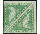 SG21. 1863 1/- Bright emerald-green. Very choice superb fresh mi