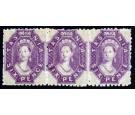 SG139. 1879 6d Dull reddish lilac. Brilliant fresh mint strip of