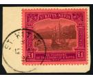 SG60. 1923 £1 Black and purple/red. Brilliant fine used on piec
