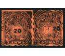 SG8ab. 1893 3a Black/bright red 'Imperforate Pair'. Superb fine 
