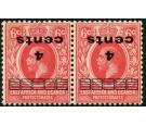 SG64c. 1919 4c on 6c Scarlet. 'Surcharge Inverted'. Superb fresh