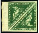 SG8b. 1859 1/- Deep dark green. Superb fresh sheet marginal mint