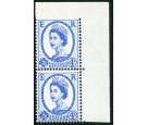 SG576 Variety. 1958 4d. Ultramarine. 'Imperforate to top sheet m